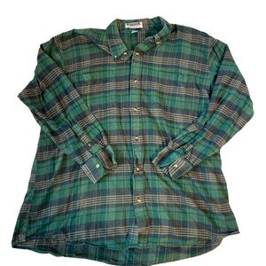 VTG 80’s Green and Black Plaid Flannel 2XL oversized grunge